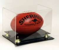 FOOTBALL DISPLAY CASE with GOLD RISERS - HORIZONTAL